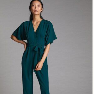 Draped Twist-Front Jumpsuit Size 6 Spruce Green